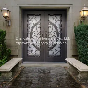 #007 Competitive Price Custom Wrought Iron Door thumbnail-1