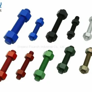 Heat Resistant Xylan Fluorocarbon Coated Bolts Continue Thread Stud Bolts With Nuts thumbnail-2