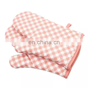 Factory Wholesale Microwave Barbeque Kitchen Insulation BBQ Heat Resistant Cotton Grill Oven Mitts Gloves thumbnail-3