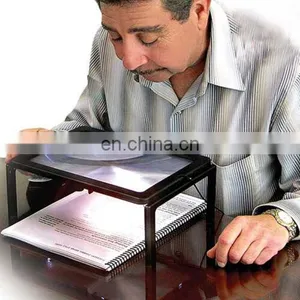 3X LED Lighted Table Magnifier Magnifying Glass Lamp A4 Reading Aid Loupe thumbnail-5
