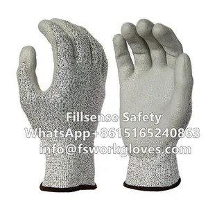 Anti Cut Level 5/C 13 Gauge UHMWPE/HPPE Liner PU Coated Cut Resistant Gloves thumbnail-4