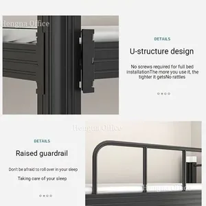 Adult Metal Bunk Bed AM-BB235 Screwless Assembly With Rubber Foot Mats |2000mm Steel Heavy Duty Dormitory Bed for Staff Housing-China Factory Direct thumbnail-5