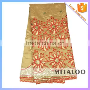 Mitaloo Embroidery Sequins George Lace Fabric Lemon Green George Lace For Wedding Dress MGP0036 thumbnail-6