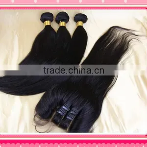 Straight Cheap 100% Virgin Peruvian Hair With Lace Closure 3 Way Parting Baby Hair 4x4 thumbnail-1