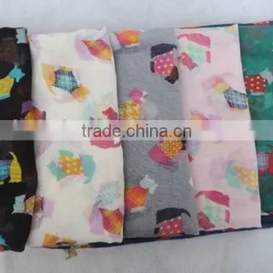 Newest Style Colorful Cute Animal Dog Printed Polyester Voile Round Infinity Scarf thumbnail-6