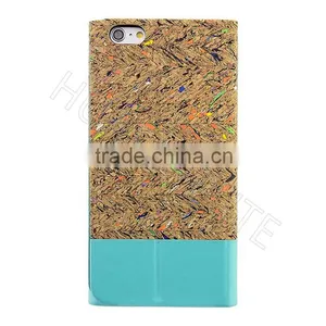 Book Style Real Wooden and PU Leather Coating Flip Cellphone Case for IPhone 6s thumbnail-3