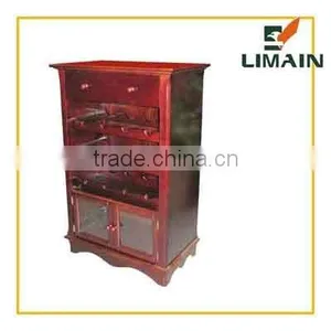 Standing Wooden Wine Rack With Doors thumbnail-1