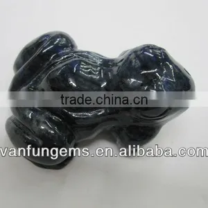 2" Natural Lapis Carved Frog thumbnail-1