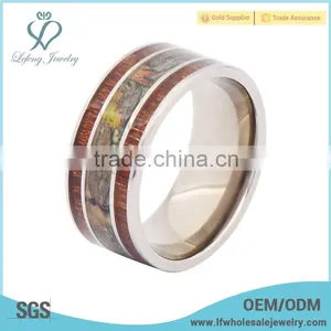 Silver Titanium Wood Camo Rings,camoflage Band Ring thumbnail-1