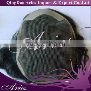 Wigs Size 10" x 8" Natural Hair Men's Toupee Black Color Swiss Lace + PU Base Hair System thumbnail-4