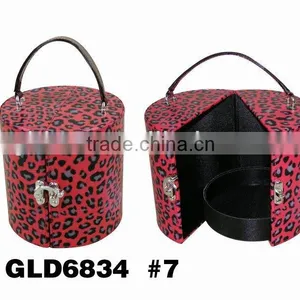 Faux Leather Cylinder Jewelry Packing Box Design With Handle/lock/drawer thumbnail-1