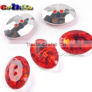 18*13mm Oval Shaped Red Acrylic Bling Rhinestone&Crystal Button For Stylish Bags Garment Shoes #FLN014-A(01) thumbnail-1