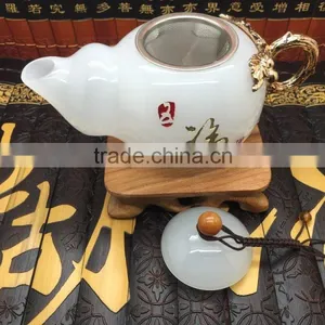 Bottle Gourd Teapot, White Glass Teapot thumbnail-4