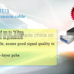 2014,High Speed of Data Transfer,USB3.0 Male to Female Adapter Extension Cable Black ,With Red Power thumbnail-2