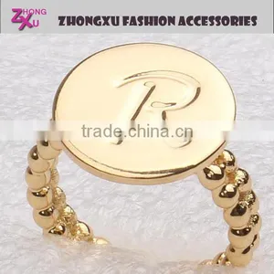 New Custom Fashion and Popular Womens Gold Plated Promotion Letter R Finger Ring thumbnail-1