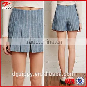 2015 New Apparel Designs Fashion Pleated Denim Shorts for Women thumbnail-1