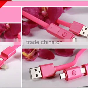 2016 Fashion Design 360 Degree Rotating 2 in 1 USB Cable, 2 in 1 USB Data Cable With 2 Connectors for Samsung for Iphone thumbnail-4