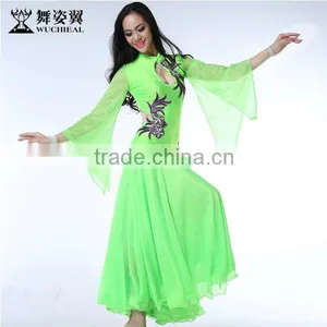 Wuchieal 2015 Belly Dance Performance Costumes Dress, Long Sleeves Sexy Dress Show Dance Wear thumbnail-3