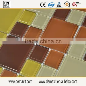 Thickness 4mm Never Fade Yellow and Brown Mixed Maze Glass Mosaic for Swimming Pool Tile thumbnail-2