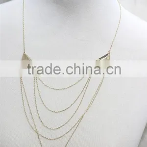 Triangle Layered Necklace Gold Smooth Surface Metal Necklace 2016 Fashion Style Wholesale thumbnail-1