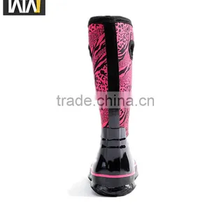 Warm Leopard Print Neoprene Cheap Rain Boots With Hole thumbnail-2