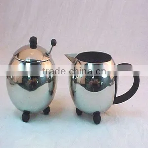 Stainless Steel Roud Mirror Finish Sugar and Milk Pot thumbnail-1