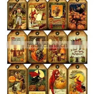 HALLOWEEN LABEL - VINTAGE LOOK - PAPER CRAFT CARD TAG thumbnail-1