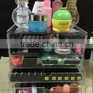 Well-made New Style Equisite Lucite Acrylic Makeup Cosmetic Storage Case With 4 Drawers thumbnail-2