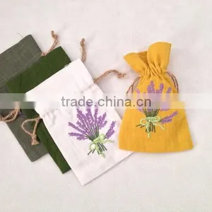 Cotton Linen Gift Packing Bags With Pvc Window and Greek Oil Designs Embroidery thumbnail-1