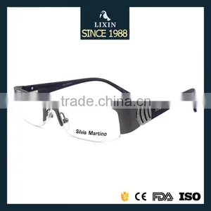 Luxury Brand New Design Metal Half-Rim Glasses Frame Rhinestone Women Black/Gray/Brown/Silver Frame Wide Temple SM4027 thumbnail-1
