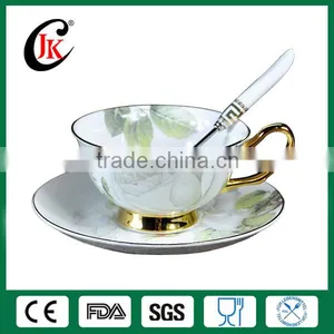 England Style Gold Bone China Coffee Cup and Saucer Set for Lovers and Gift thumbnail-1