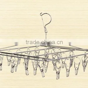 Clip and Drip Hanger Clothes Drying Hanger Rack With 20 Clips and Folding Plastic Stainless Steel Clothes Hanger thumbnail-3