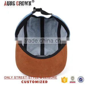 Denim 5 Panel Hats Leather Patch thumbnail-6