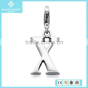 High Quality Silver Jewelry Letter X Charm Pendant in Sterling Silver thumbnail-1