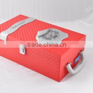 The Chinese Factory Wholesale Custom High-grade PU Leather 2 Bottles of Red Wine Champagne Boxes thumbnail-1