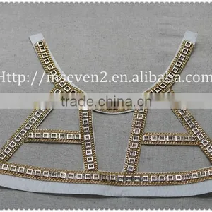 Elegant Gold Chain Felt Fabric Collar, New Design Collar Necklace for Women Garment thumbnail-5
