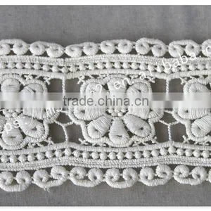 Newest Design 8cm Width Flowers Embroidery Cotton Lace Trim Wholesale thumbnail-3