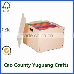 Unfinished Wooden File Box Wooden Decorative Paper File Storage Boxes Crates thumbnail-1