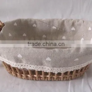 Small Oval Willow Storage Basket With Lining thumbnail-1
