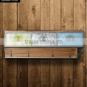 3 Drawers Country Style Wall Mounted Key Cabinet With Hooks thumbnail-1