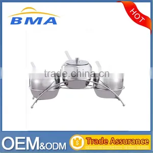 3 Pieces Stainless Steel Spice Jars Set With Rack thumbnail-1