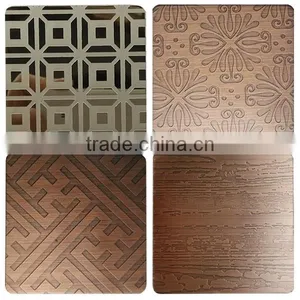 Foshan 304 1.0mm Etching Bronze Color Decorative Stainless Steel Sheet for Decoration thumbnail-1