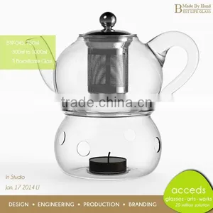 Personalized Handcrafted Modern Infuser Heat Resistant Pyrex Glass Cute Tea Set thumbnail-5