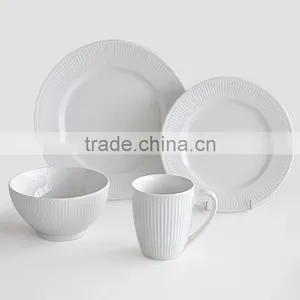 16pcs Porcelain Relief Dinnerware Set,porcelain Embossed Design Dinner Set,16pcs Ceramic Dinner Set in Relief thumbnail-4