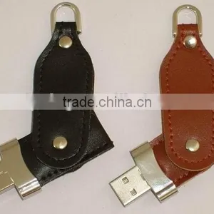 Promotional Swivel Leather USB Flash Disk thumbnail-1