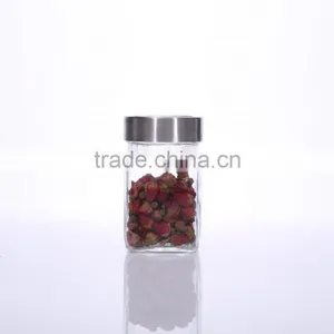 6oz Clear Sqaure Glass Spice Jars With Metal Screw Top Lid for Packaging thumbnail-1