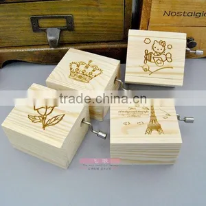 Natural Wood Color Rotating Music Box thumbnail-2