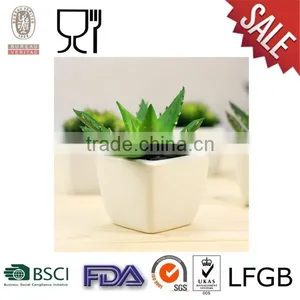 Mini Square Plastic Flower Pot White Color thumbnail-1