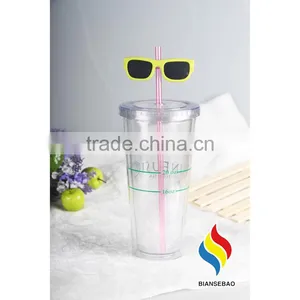 Clear PS/AS Cup With Logo Plastic Tumbler 16oz thumbnail-1