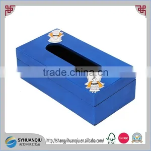 Wooden Hand Painted Decorative Tissue Paper Holder Hinged Cover Box thumbnail-1